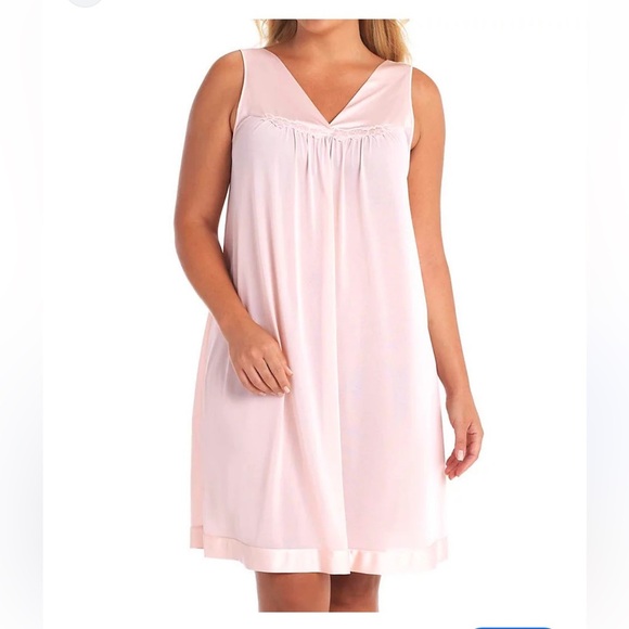 Vintage Vanity Fair Nighty Slip Dress Light Pink Satin Nightgown USA Large - Picture 1 of 6